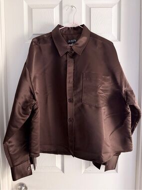 J.Crew Étienne cropped button up shirt duchesse satin